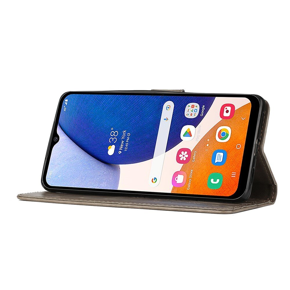 Läderfodral Fjärilar Samsung Galaxy A54 grå