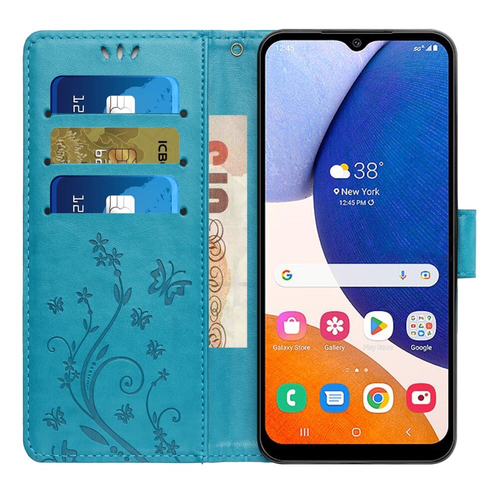 Läderfodral Fjärilar Samsung Galaxy A54 Blå