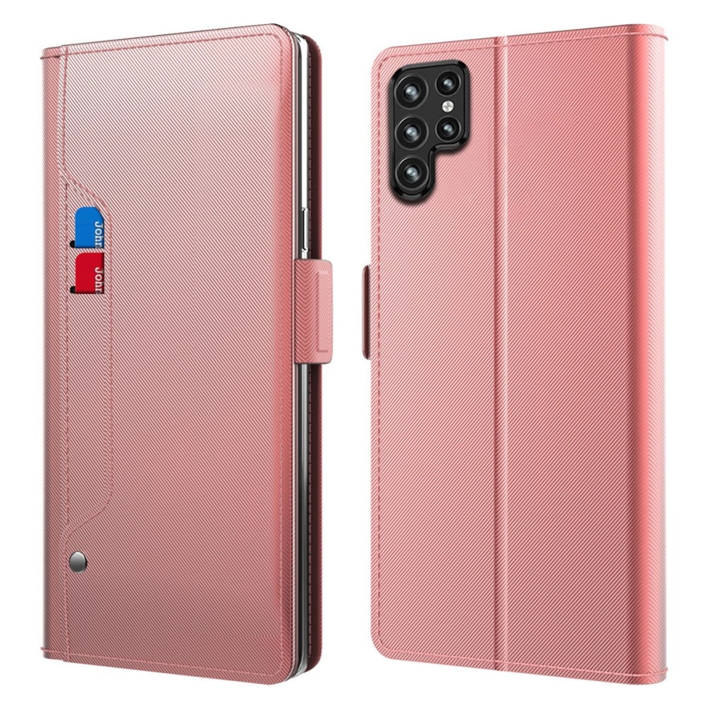 Plånboksfodral Spegel Samsung Galaxy S23 Ultra rosa guld
