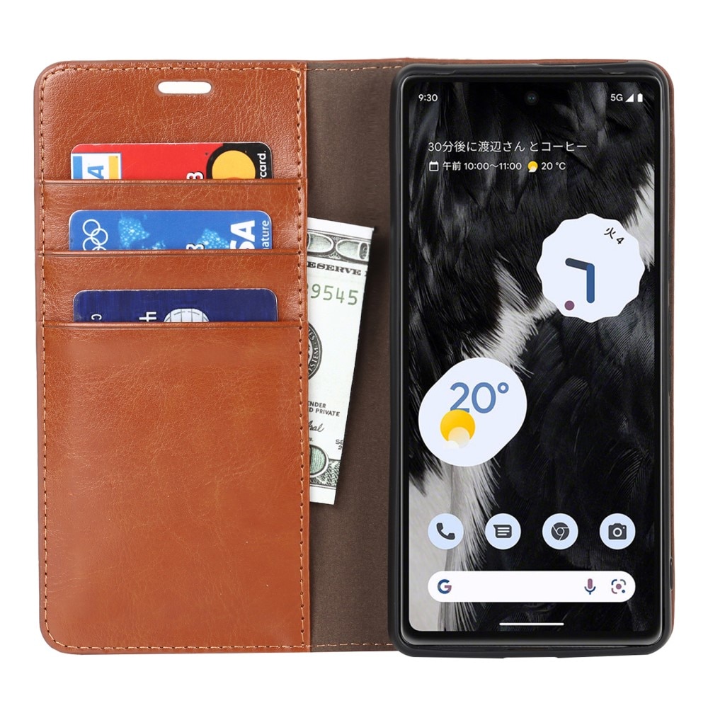 Mobilfodral Äkta Läder Google Pixel 7a Brun