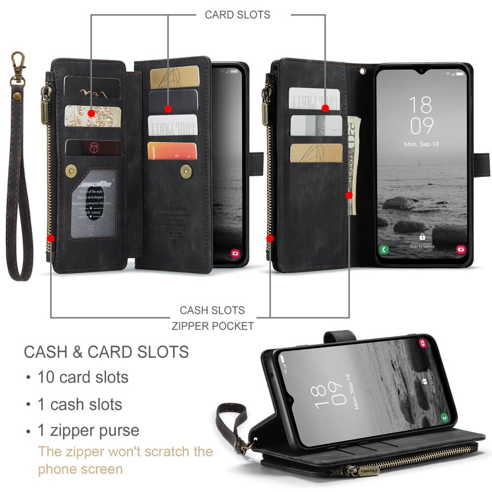 Zipper Plånboksfodral Samsung Galaxy A14 Svart