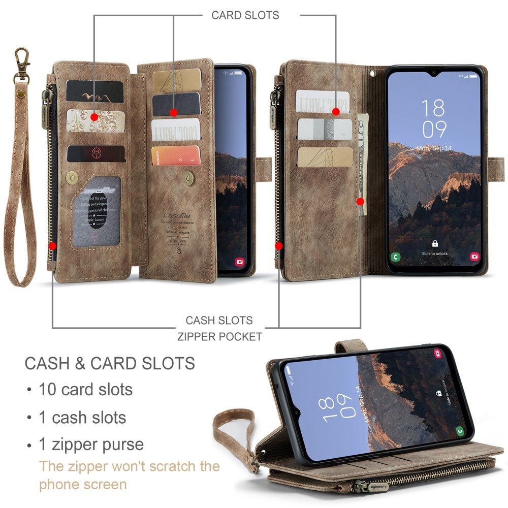 Zipper Plånboksfodral Samsung Galaxy A34 brun