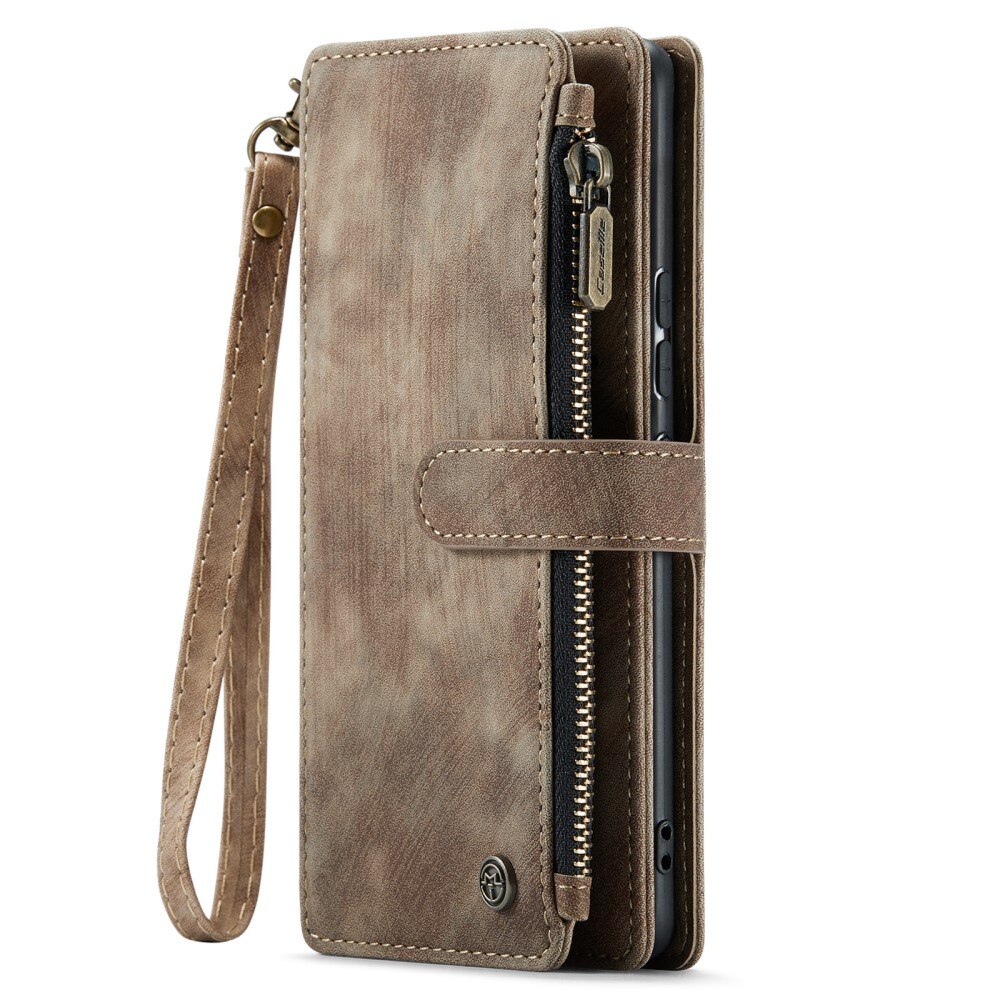 Zipper Plånboksfodral Samsung Galaxy A54 Brun