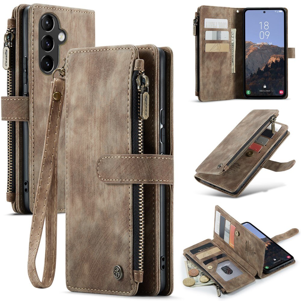 Zipper Plånboksfodral Samsung Galaxy A54 Brun
