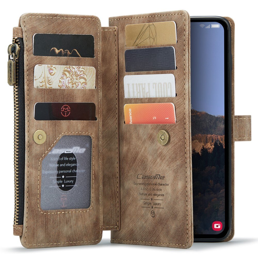 Zipper Plånboksfodral Samsung Galaxy A54 Brun