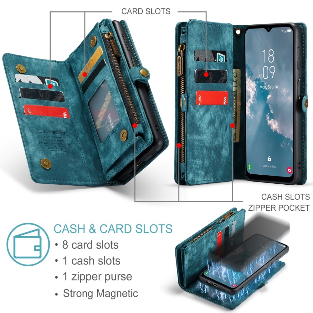 Multi-slot Plånboksfodral Samsung Galaxy A14 blå