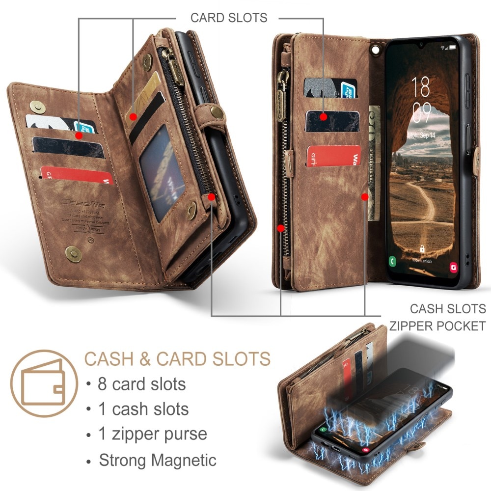 Multi-slot Plånboksfodral Samsung Galaxy A14 brun