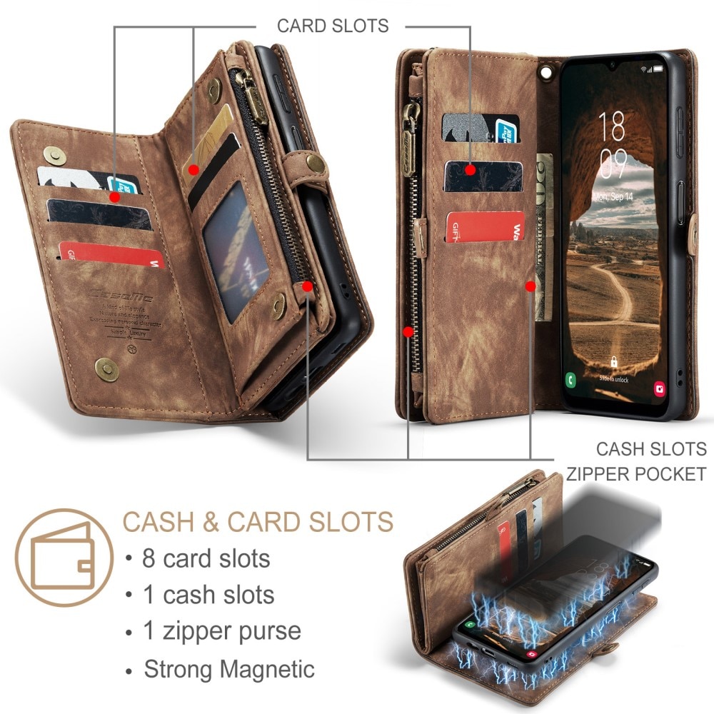 Multi-slot Plånboksfodral Samsung Galaxy A34 brun