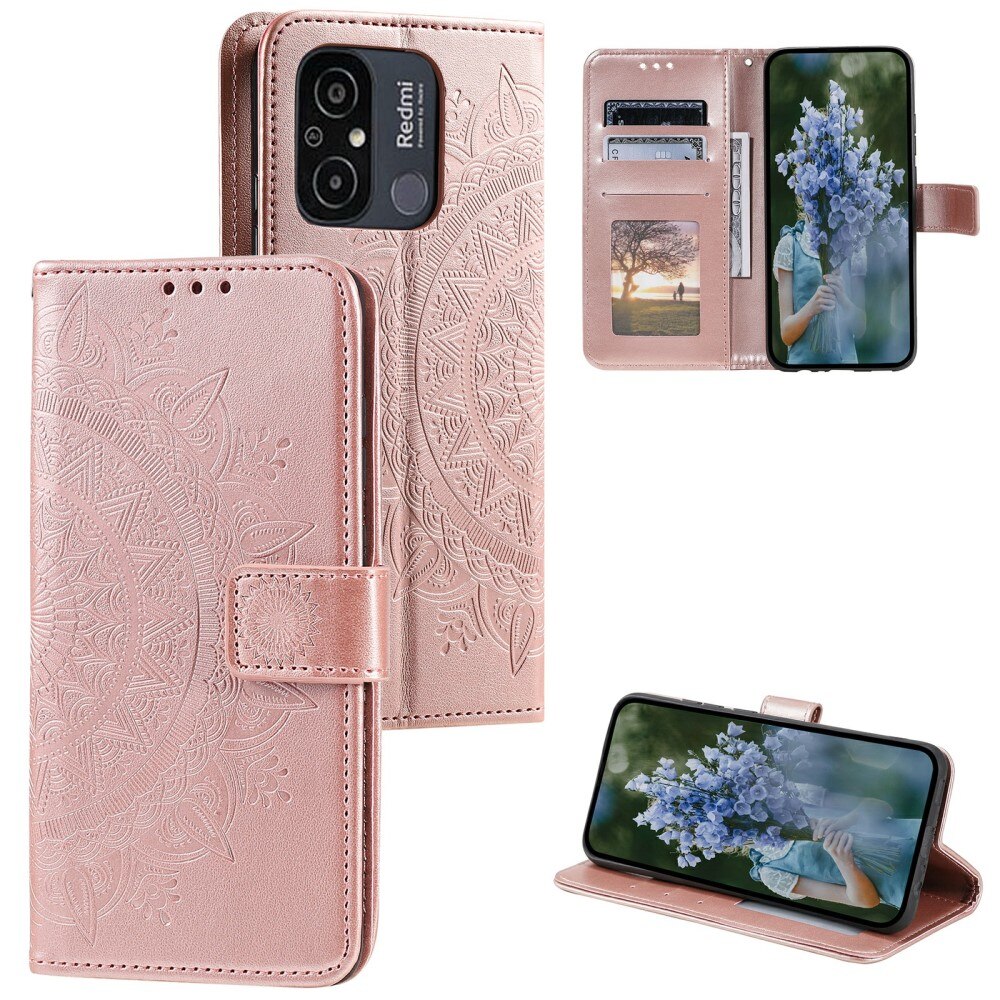 Läderfodral Mandala Xiaomi Redmi 12C roséguld