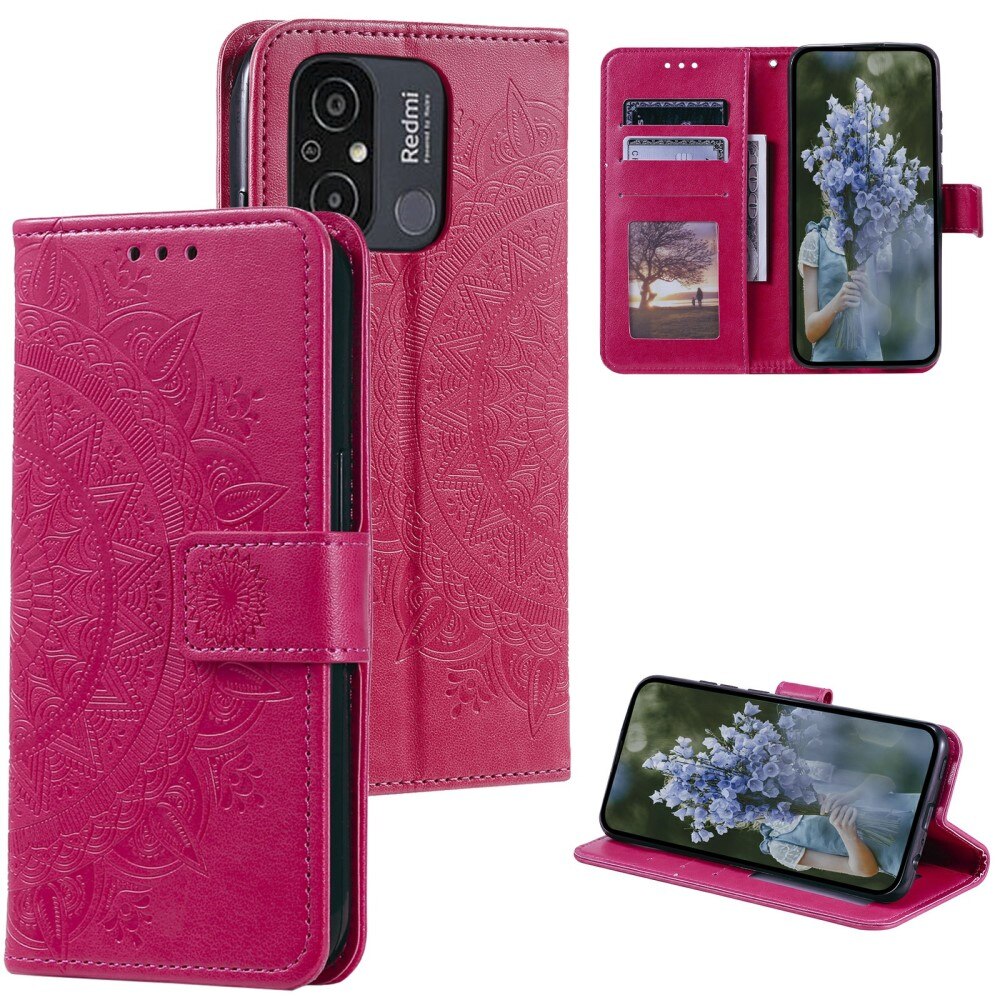 Läderfodral Mandala Xiaomi Redmi 12C cerise