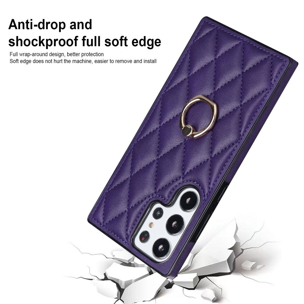 Skal Finger Ring Samsung Galaxy S23 Ultra Quilted lila