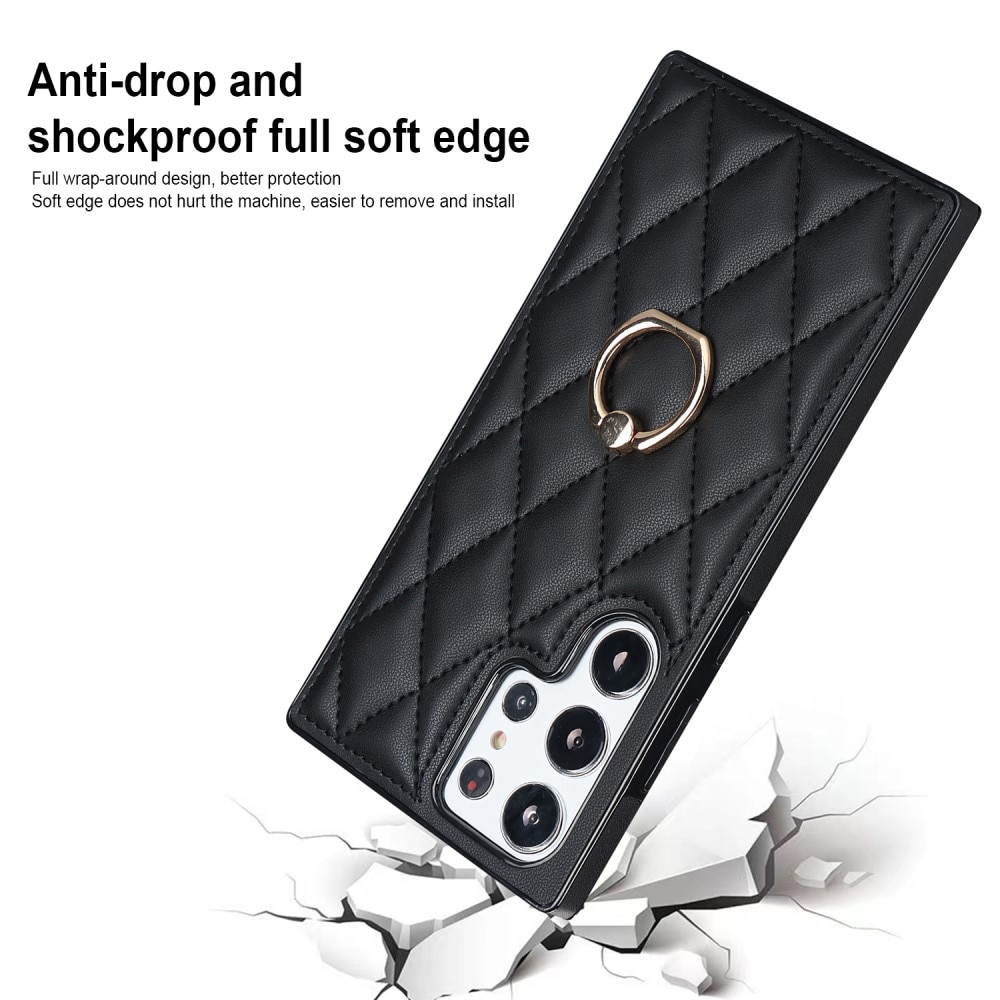 Skal Finger Ring Samsung Galaxy S23 Ultra Quilted svart