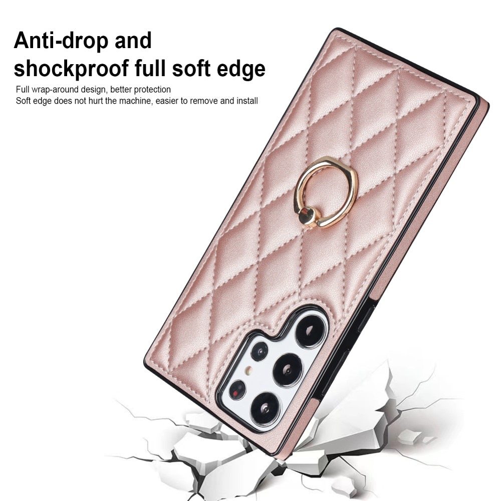 Skal Finger Ring Samsung Galaxy S23 Ultra Quilted roséguld