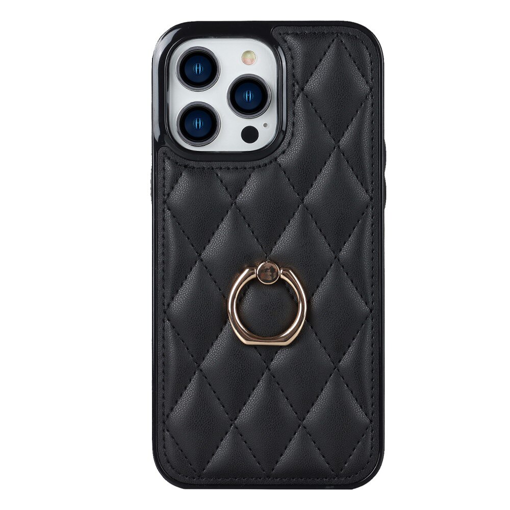 Skal Finger Ring iPhone 14 Pro Quilted svart