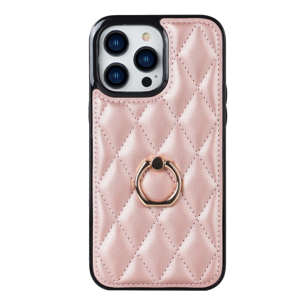 Skal Finger Ring iPhone 14 Pro Quilted roséguld