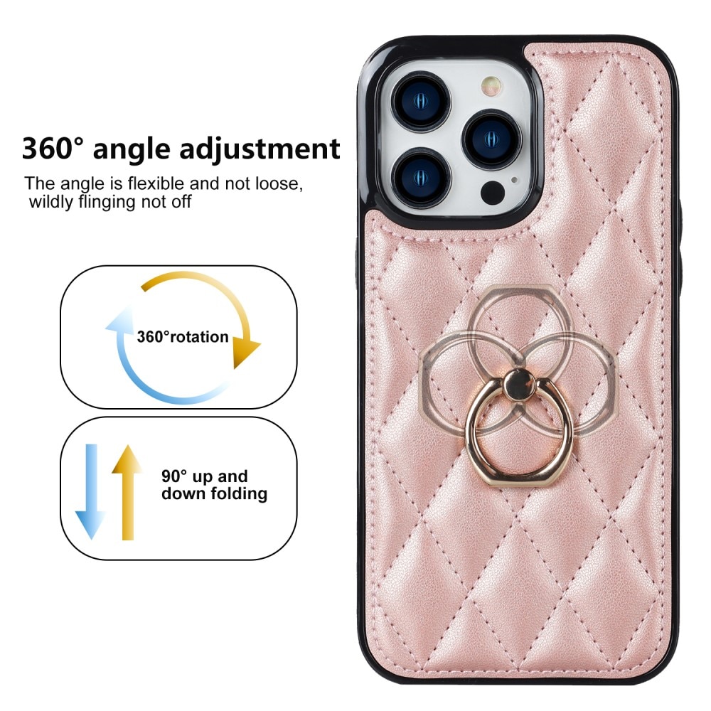 Skal Finger Ring iPhone 14 Pro Quilted roséguld