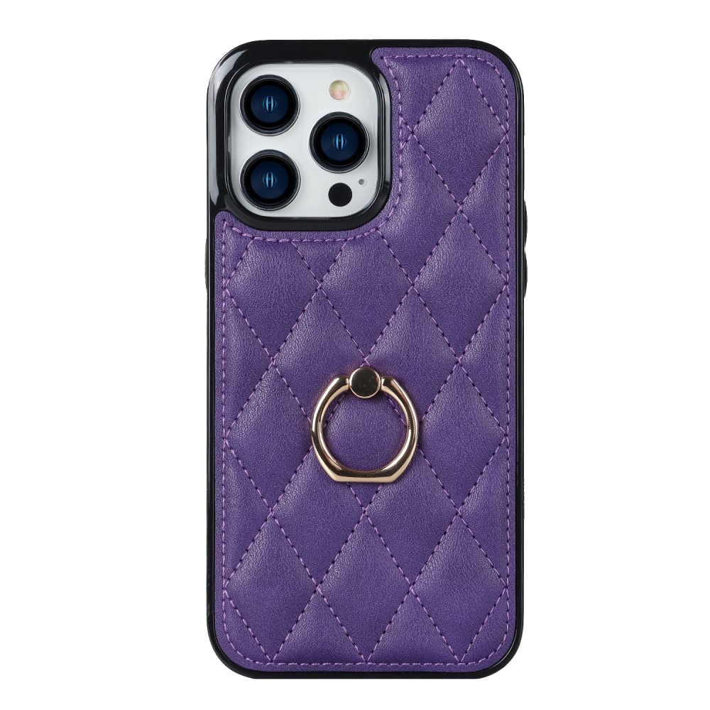 Skal Finger Ring iPhone 14 Pro Quilted lila