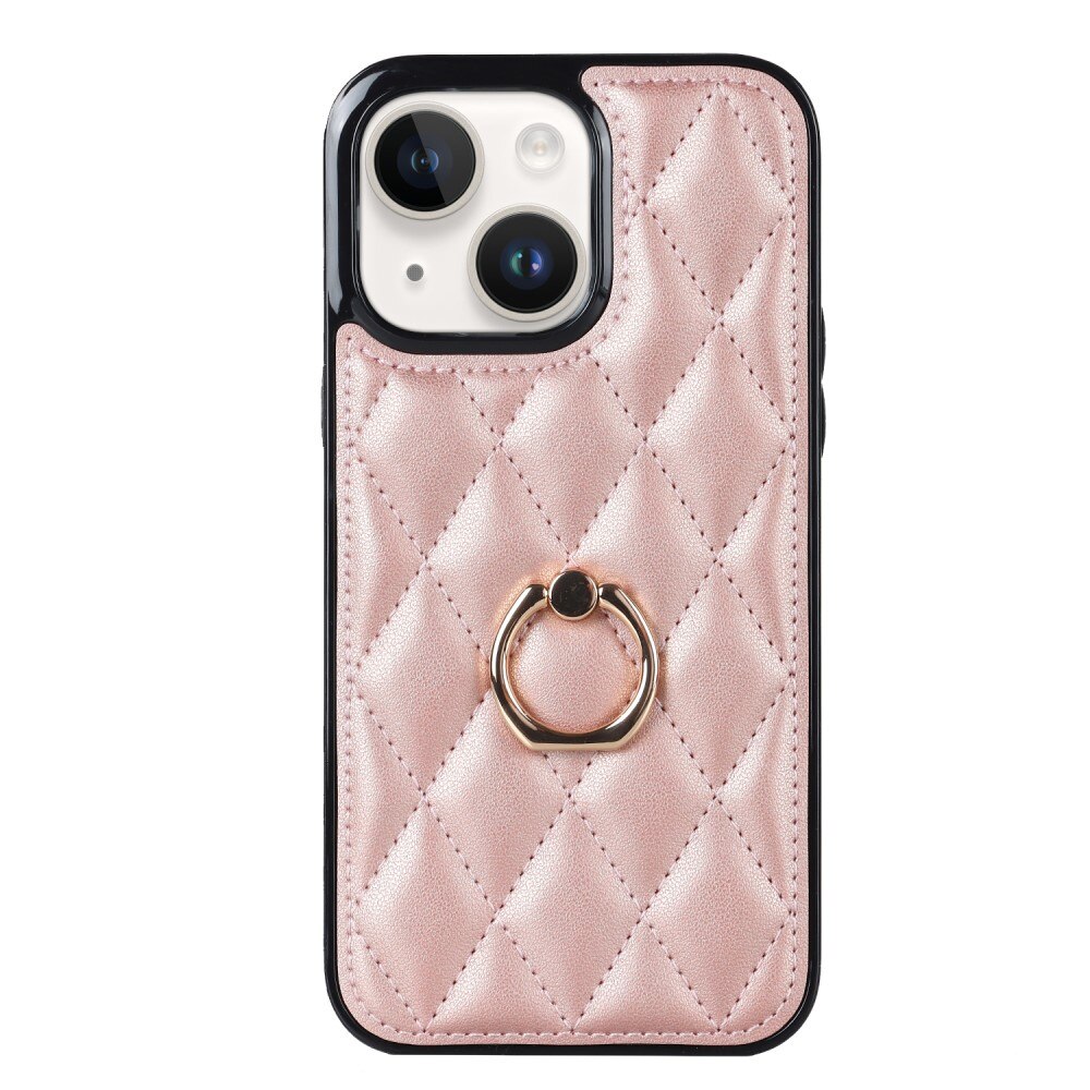 Skal Finger Ring iPhone 14 Quilted roséguld