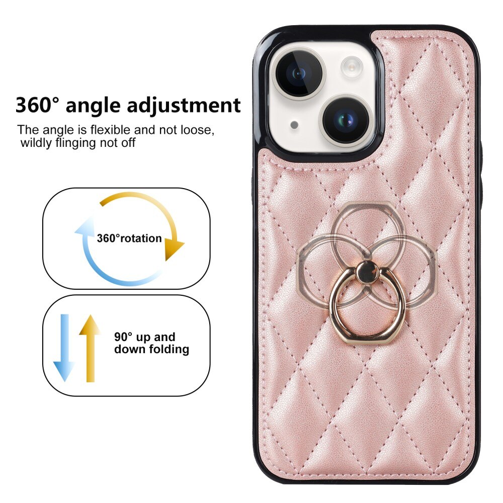 Skal Finger Ring iPhone 14 Quilted roséguld