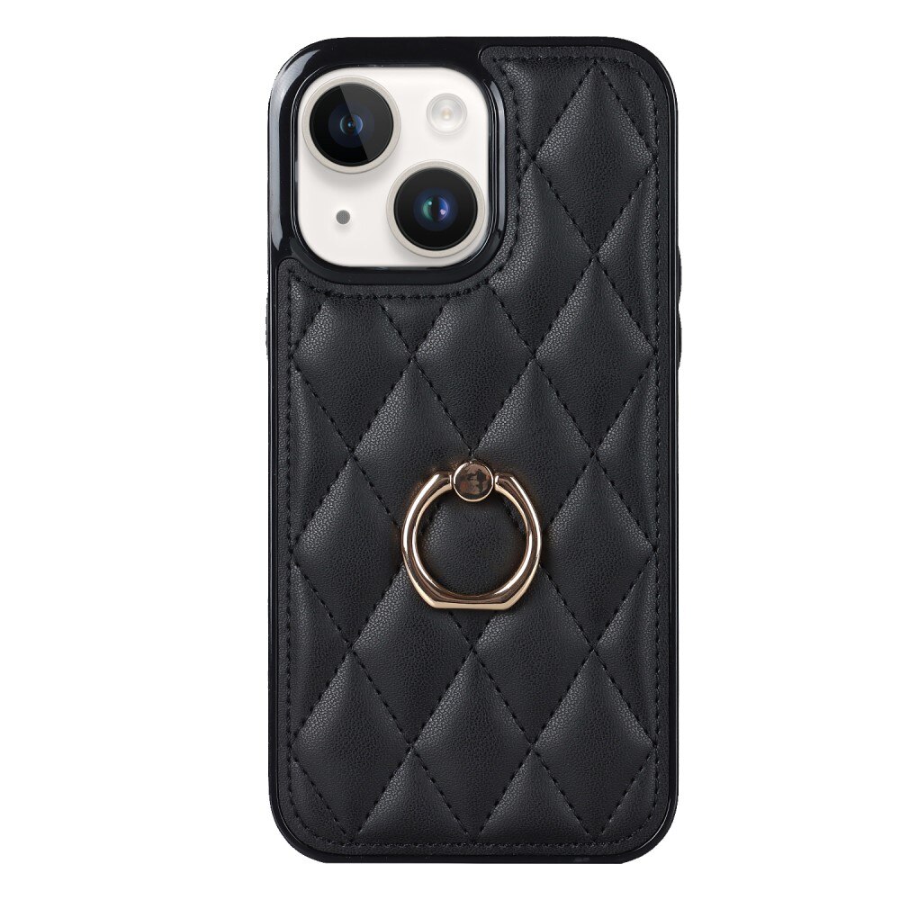 Skal Finger Ring iPhone 14 Quilted svart