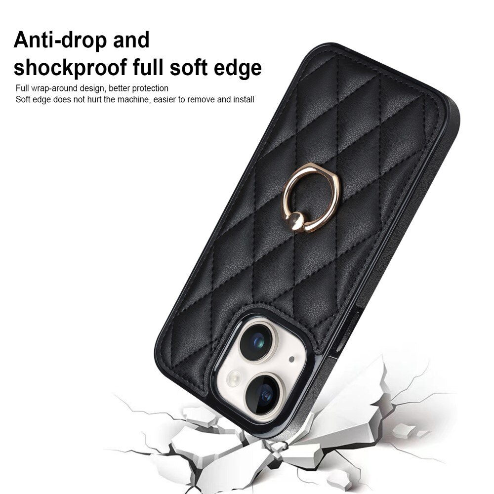 Skal Finger Ring iPhone 14 Quilted svart