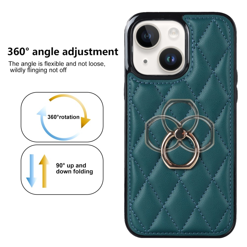 Skal Finger Ring iPhone 14 Quilted grön
