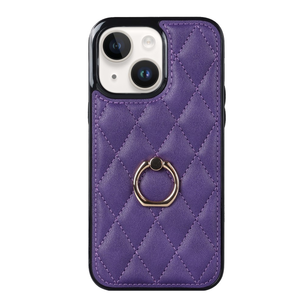 Skal Finger Ring iPhone 14 Quilted lila