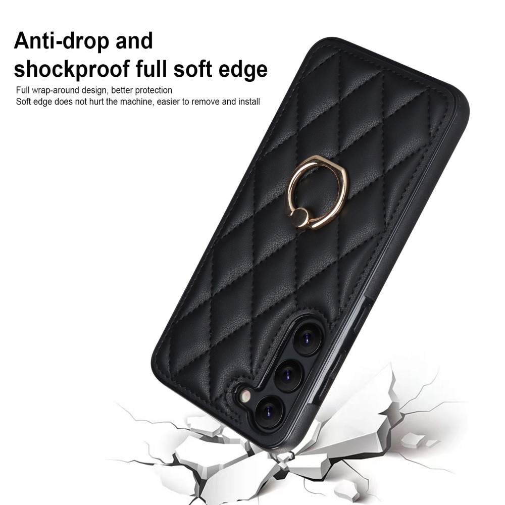 Skal Finger Ring Samsung Galaxy S23 Quilted svart