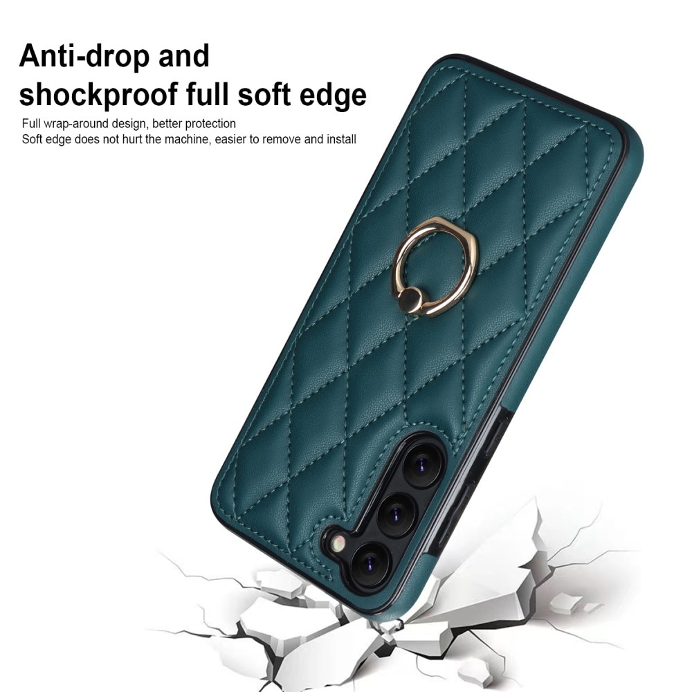 Skal Finger Ring Samsung Galaxy S23 Quilted grön