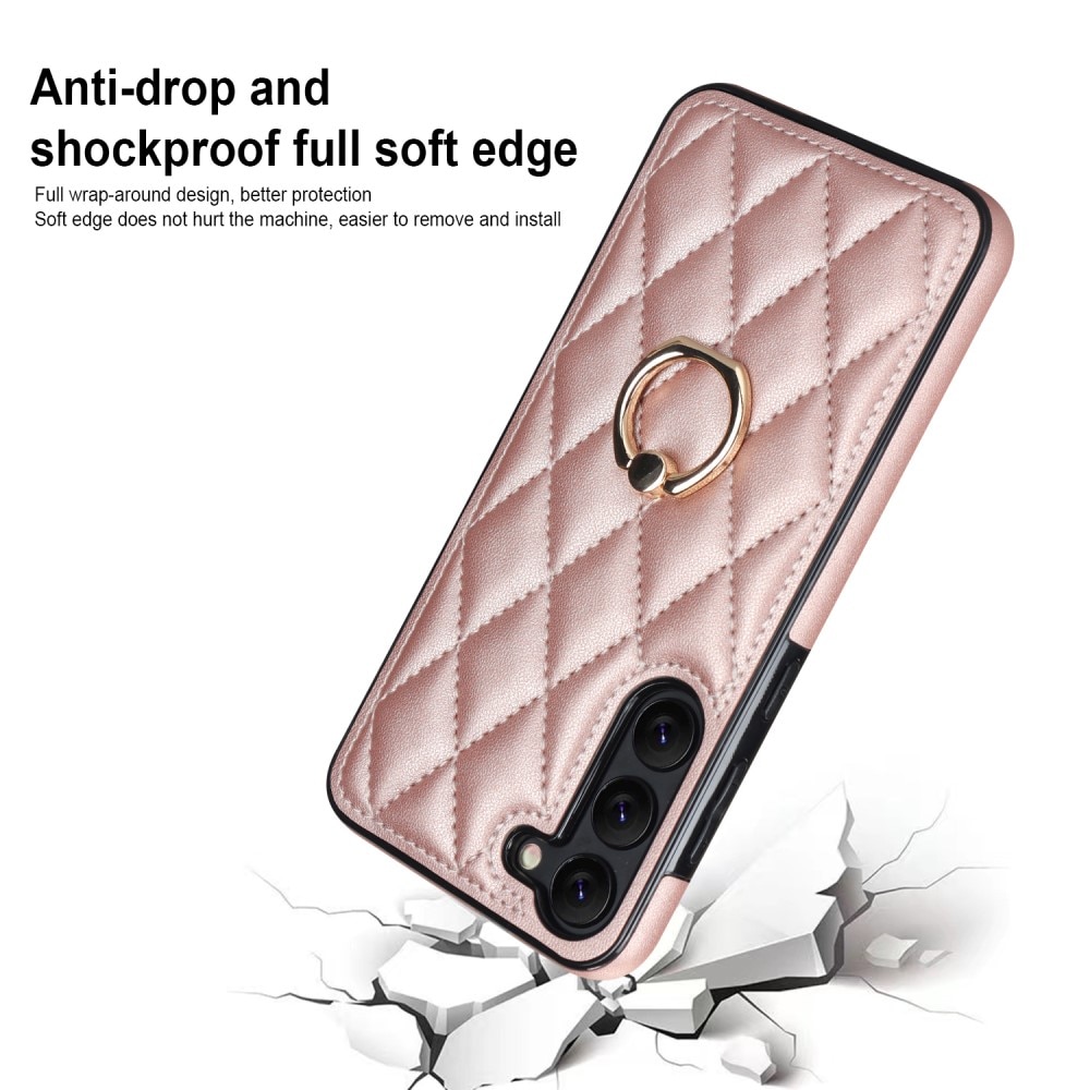 Skal Finger Ring Samsung Galaxy S23 Plus Quilted roséguld