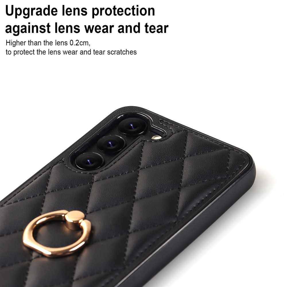 Skal Finger Ring Samsung Galaxy S23 Plus Quilted svart