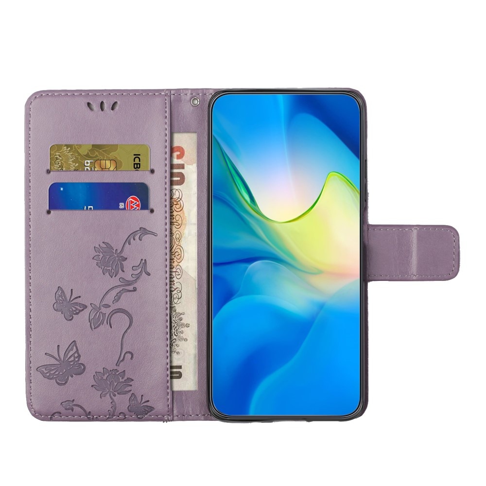 Läderfodral Fjärilar Samsung Galaxy A24 lila