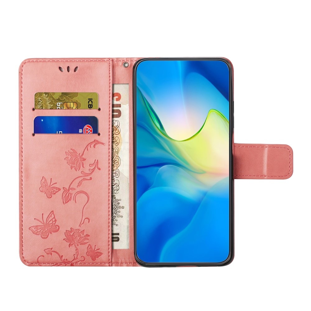 Läderfodral Fjärilar Samsung Galaxy A24 rosa