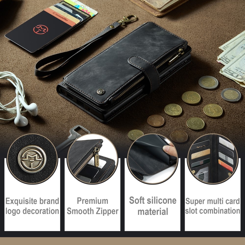 Zipper Plånboksfodral Samsung Galaxy S23 Ultra svart