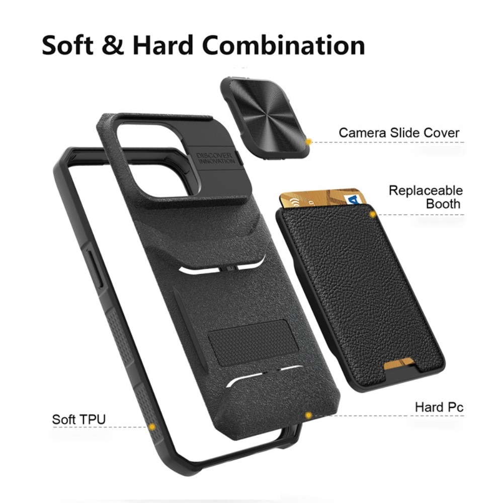 Hybridskal Kameraskydd+Kortfack iPhone 14 Pro Max svart