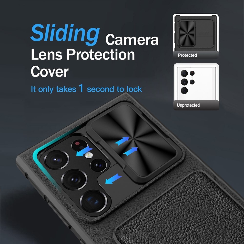 Hybridskal Kameraskydd+Kortfack Samsung Galaxy S23 Ultra svart