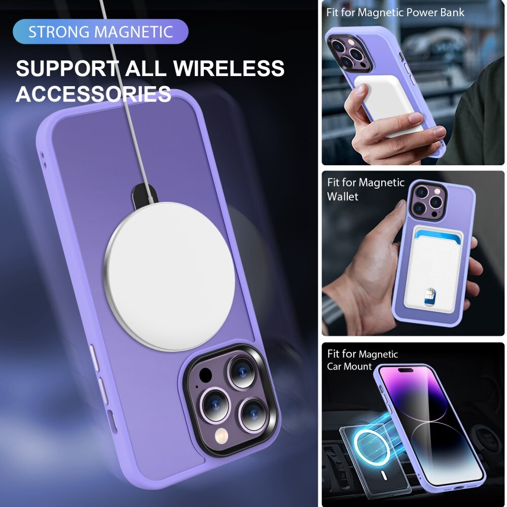 Hybridskal MagSafe Ring iPhone 14 Pro Max Lila