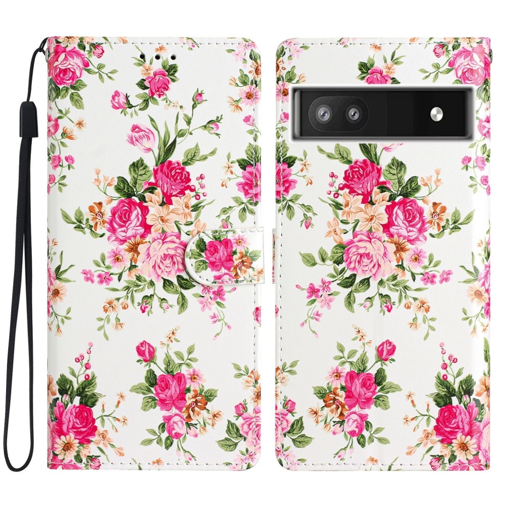 Mobilfodral Google Pixel 6a rosa blommor