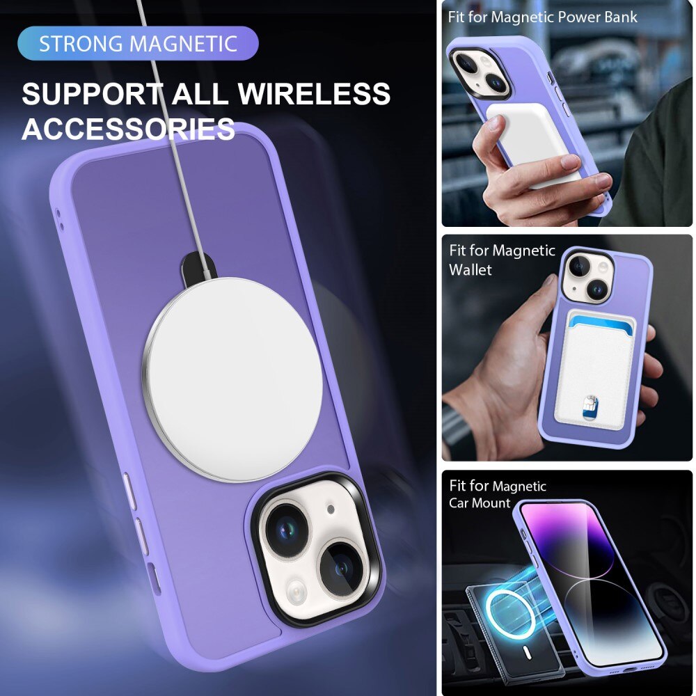 Hybridskal MagSafe Ring iPhone 14 Lila