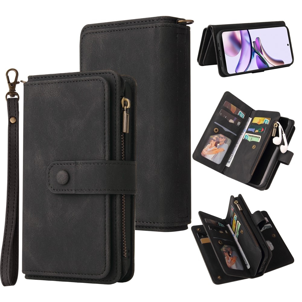 Leather Multi-Wallet Motorola Moto G53 svart