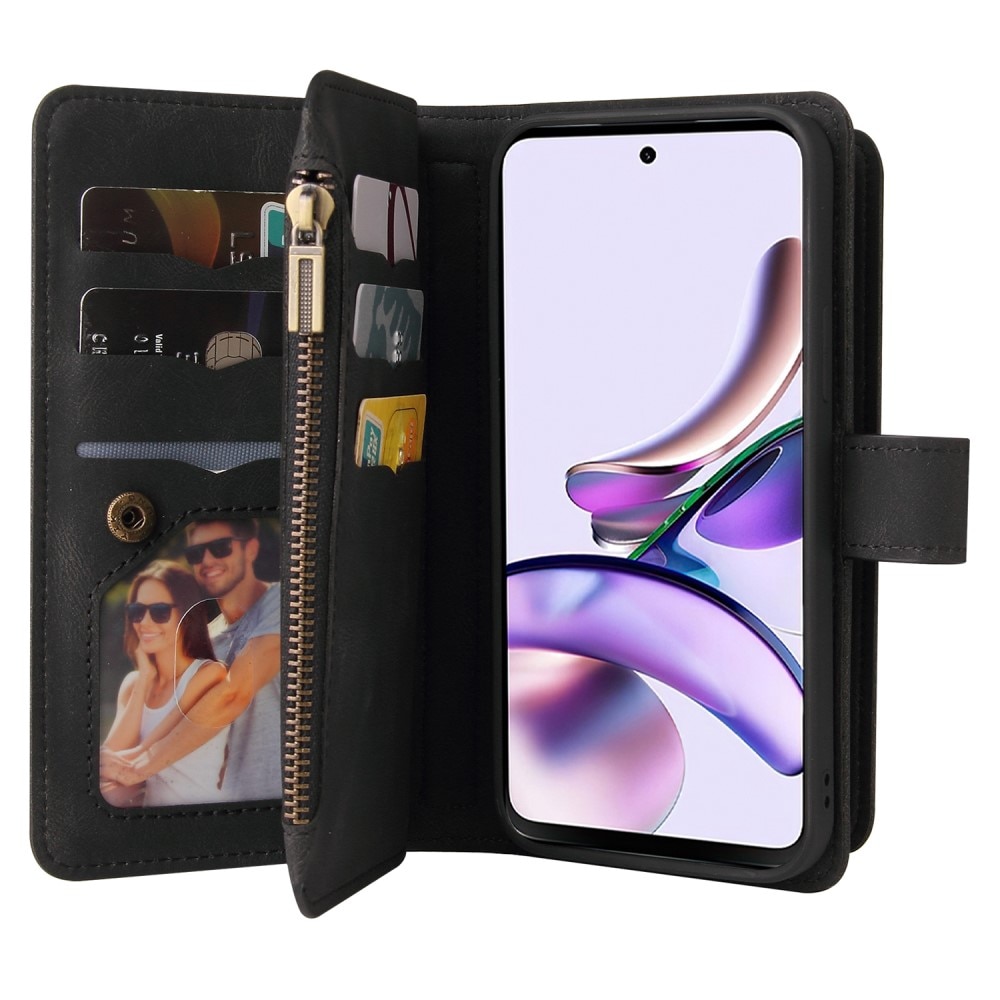 Leather Multi-Wallet Motorola Moto G53 svart