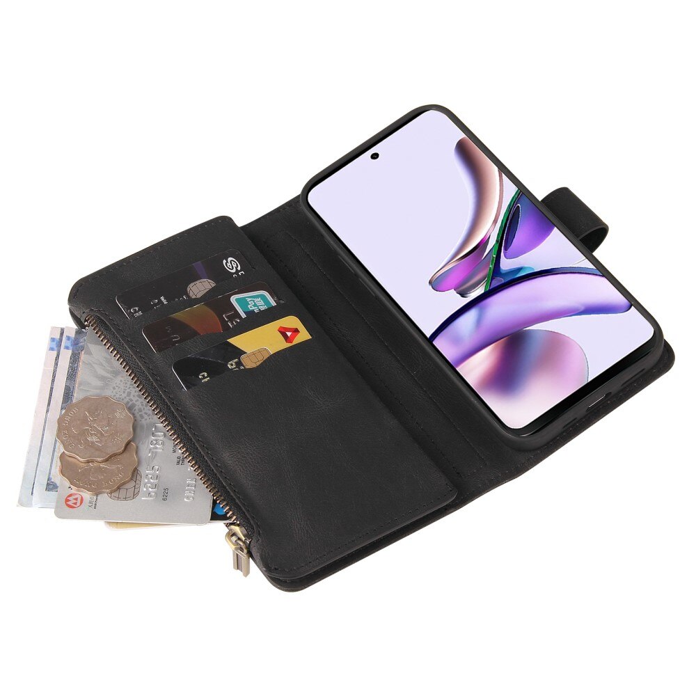 Leather Multi-Wallet Motorola Moto G23 svart