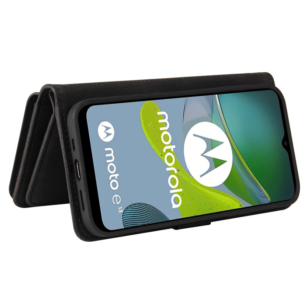 Leather Multi-Wallet Motorola Moto E13 svart