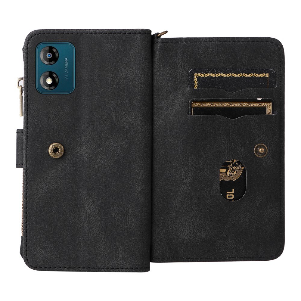 Leather Multi-Wallet Motorola Moto E13 svart