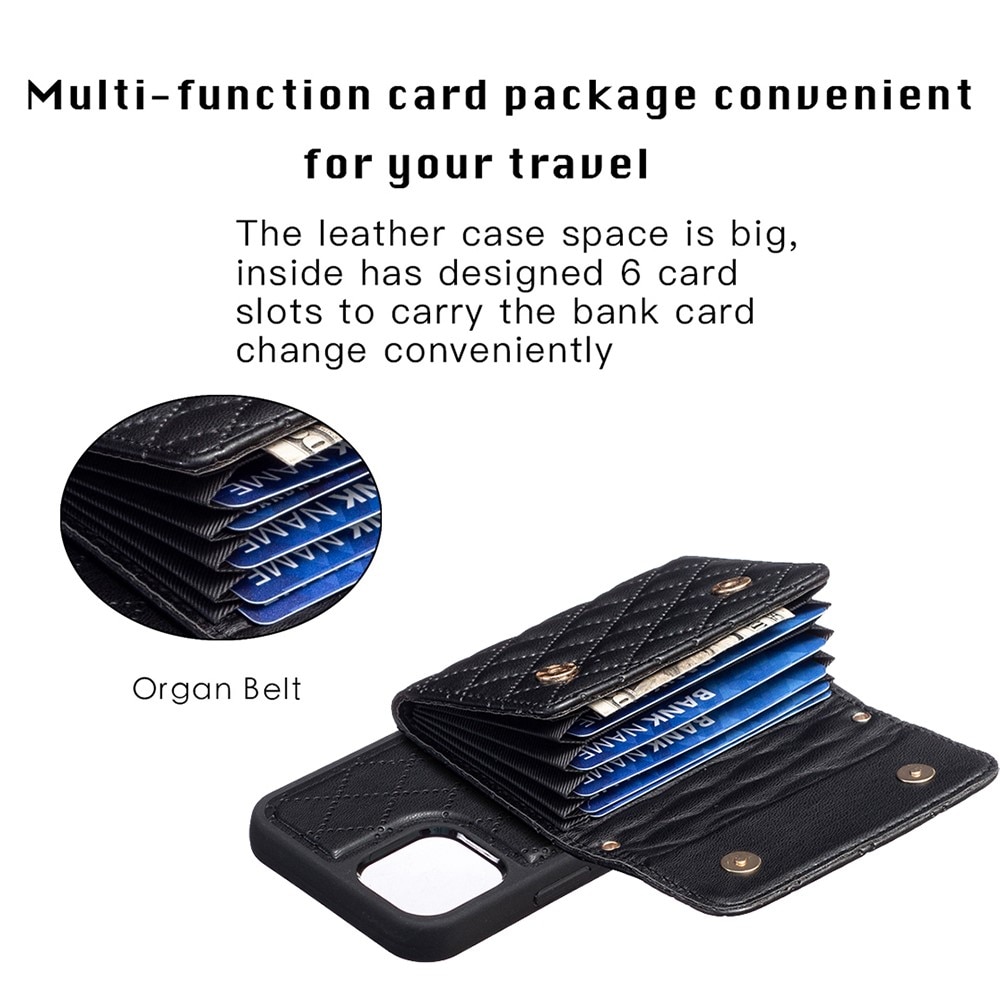 Plånboksskal med sidofack Quilted iPhone 12/12 Pro svart