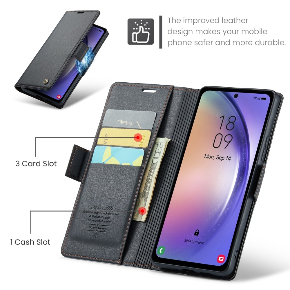 Slim Plånboksfodral RFID-skydd Samsung Galaxy A54 Svart