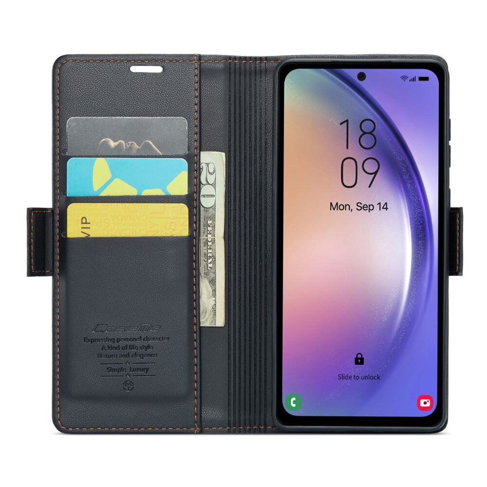 Slim Plånboksfodral RFID-skydd Samsung Galaxy A54 svart