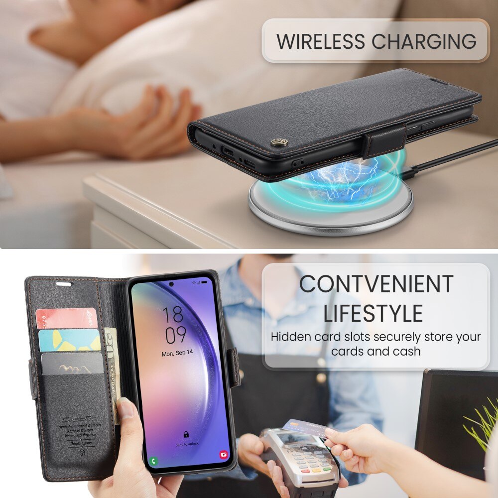 Slim Plånboksfodral RFID-skydd Samsung Galaxy A54 Svart