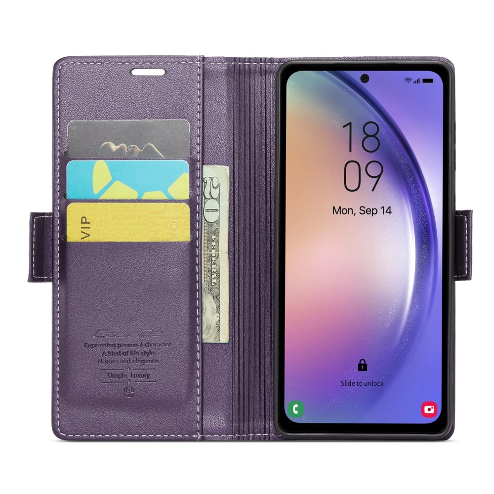 Slim Plånboksfodral RFID-skydd Samsung Galaxy A54 lila