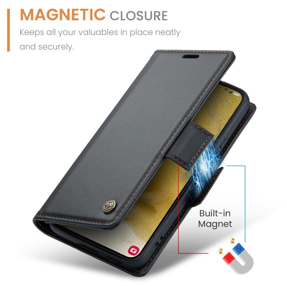 Slim Plånboksfodral RFID-skydd Samsung Galaxy S22 Plus svart